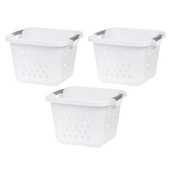 IRIS® 32qt. White Laundry Hampers with Gray Easy Lift Handles, 3ct.